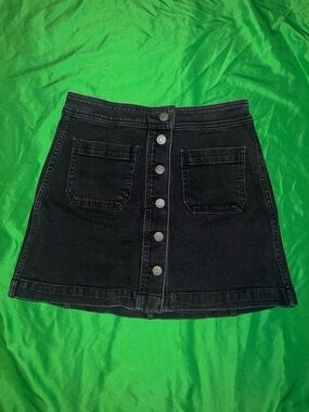 Madewell Black Button-Front Mini Denim Skirt size 2